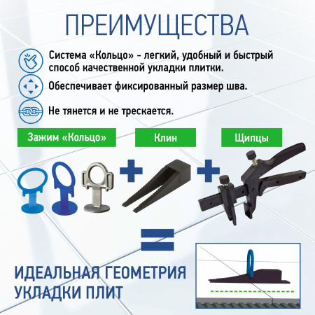 Зажим для выравнивания плитки ВОЛМА 0,8 мм, 100 шт